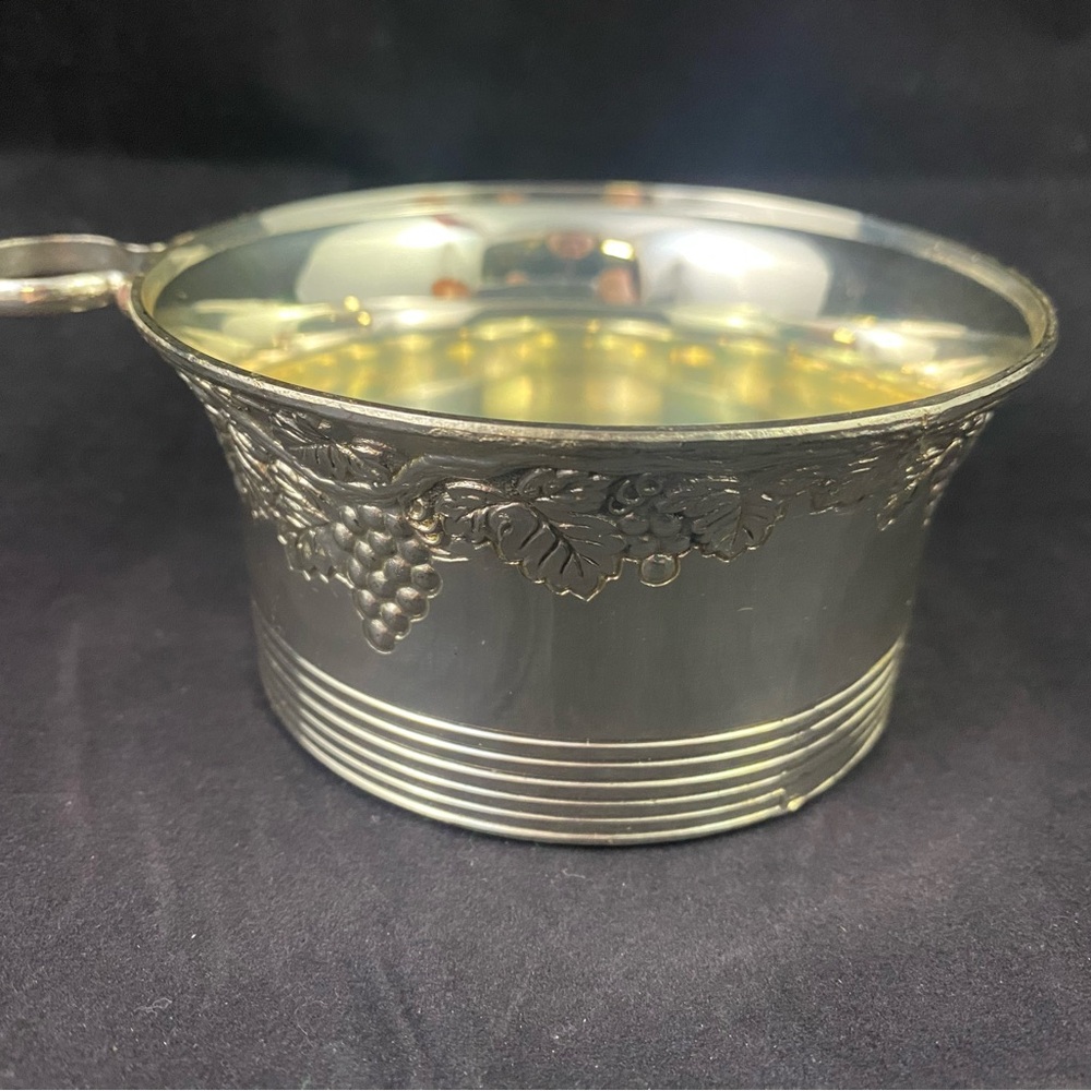 Vintage Silver Plated Wine Coaster with Grapes and Leaves Grapevine